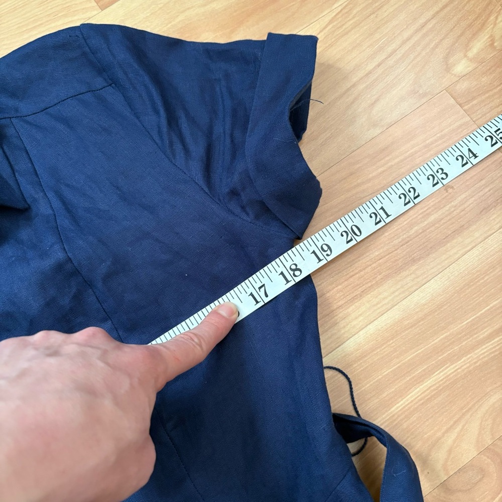 Tuckernuck Hill House Navy 100% Linen Lily Shirt Dress Size XS Nautical Coastal - Picture 7 of 16
